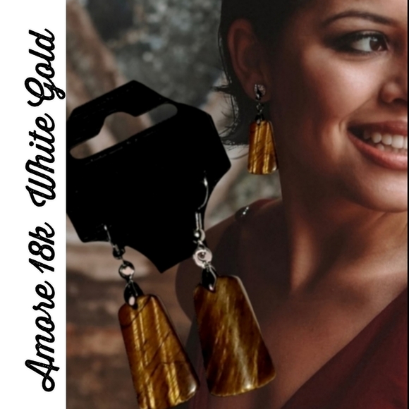 18k white gold Amore Tiger Eye Earrings - Picture 4 of 6